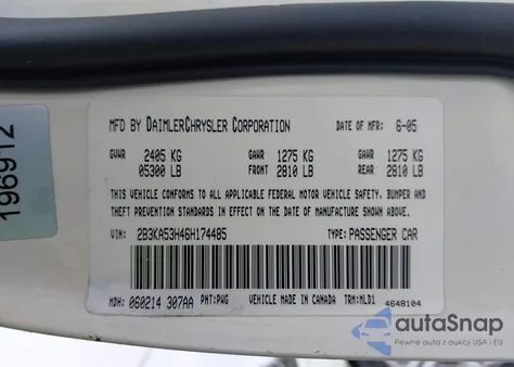 2006 Dodge Charger Rt z USA, uszkodzony, nr VIN 2B3KA53H46H174485